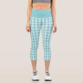 Leggings Capri Empreinte de patte Turquoise Blanc Motif Athlétiqu (Recto)