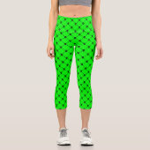 Leggings Capri empreinte du crâne d'halloween vert acide (Recto)