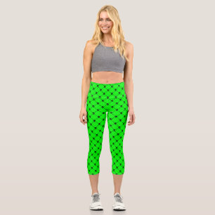 Leggings Capri empreinte du crâne d'halloween vert acide