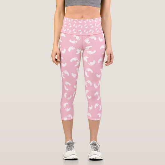 Leggings Capri Empreintes de Bébé, Pieds de Bébé, Traces de Pas, (Recto)