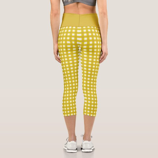 Leggings Capri En vichy rétro Plaid en moutarde Jaune  (Verso)