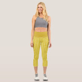 Leggings Capri En vichy rétro Plaid en moutarde Jaune  (Recto)