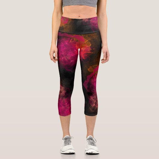 Leggings Capri Encre d'alcool de corail rose gras (Recto)