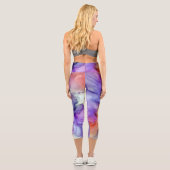 Leggings Capri Encre d'alcool orange et violet Abstraite (Verso)