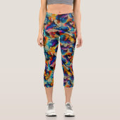 Leggings Capri Encre liquide colorée Motif d'abstraction (Recto)