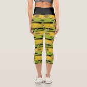 Leggings Capri Épi de maïs abstrait sur fond noir (Verso)