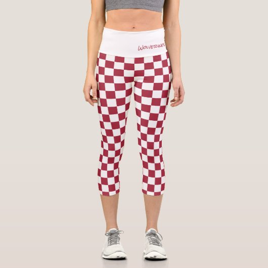 Leggings Capri Équipe sportive Spirit Check Crimson White School (Recto)
