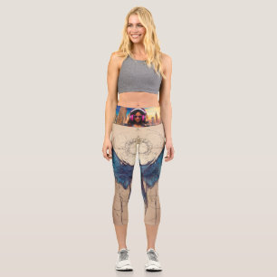 Leggings Capri Essence du dessin simple, les ailes comme inspirat