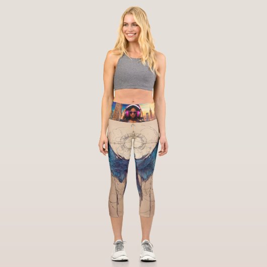 Leggings Capri Essence du dessin simple, les ailes comme inspirat (Recto)