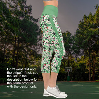Leggings Capri Été - coccinelles, papillons feuilles-AVEC TEXTE