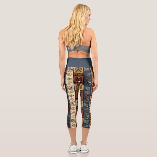 Leggings Capri Ethnic Boho Mud Cloth (Verso)
