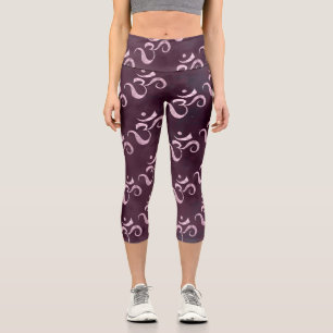 Leggings Capri Étincelle rose Om dispersée monochrome marron Tie-