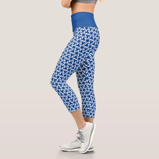 Leggings Capri Etoile Géométrique Bleu Et Blanc (Gauche)