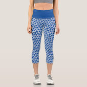 Leggings Capri Etoile Géométrique Bleu Et Blanc (Recto)