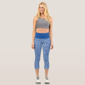 Leggings Capri Etoile Géométrique Bleu Et Blanc (Recto)