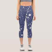 Leggings Capri Étoiles 4 juillet blanc et bleu américain (Recto)