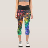 Leggings Capri Étoiles colorées arc-en-ciel (Recto)