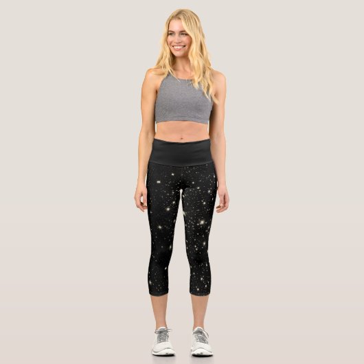 Leggings Capri Étoiles d'arrière-plan en Galaxie noire cool Unive (Recto)