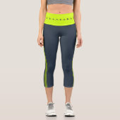 Leggings Capri Étoiles de marine moderne néon jaune foncé rayures (Recto)