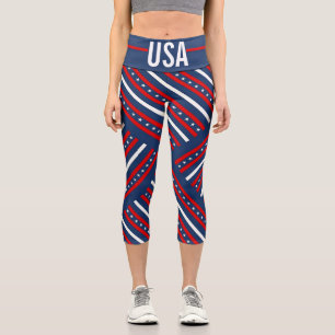 Leggings Capri Étoiles et rayures patriotiques des États-Unis