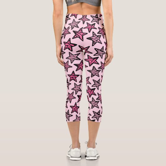 Leggings Capri Étoiles rose Zèbre (Verso)