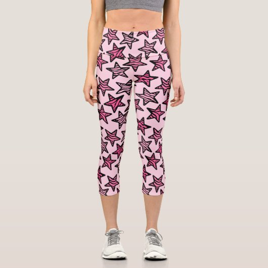 Leggings Capri Étoiles rose Zèbre (Recto)