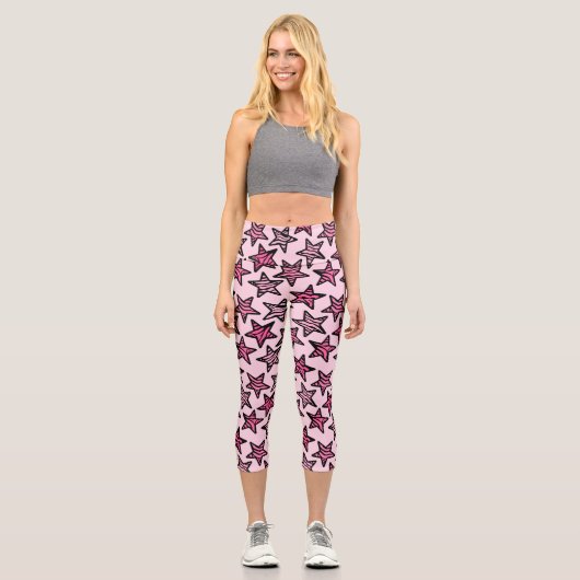 Leggings Capri Étoiles rose Zèbre (Recto)
