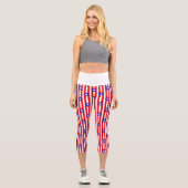 Leggings Capri Étoiles rouges, blanches et bleues et rayures Capr (Recto)