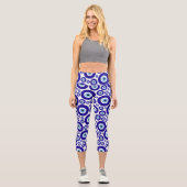 Leggings Capri Evil Eye Pattern, Greek Eye, Turkish Eye, Nazar (Recto)