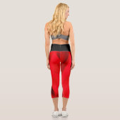 Leggings Capri Exercice de yoga élégant et élégant, Red Black Art (Verso)