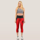 Leggings Capri Exercice de yoga élégant et élégant, Red Black Art (Recto)