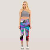 Leggings Capri Explosion d'art en marbre coloré (Recto)