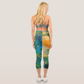 Leggings Capri Explosion de palmier abstrait – Énergie tropicale (Verso)