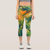 Leggings Capri Explosion de palmier abstrait – Énergie tropicale (Recto)