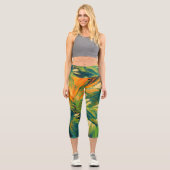 Leggings Capri Explosion de palmier abstrait – Énergie tropicale (Recto)
