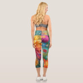 Leggings Capri Explosion florale : Motif couleur éclatante (Verso)