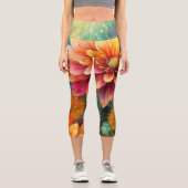 Leggings Capri Explosion florale : Motif couleur éclatante (Recto)
