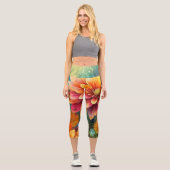 Leggings Capri Explosion florale : Motif couleur éclatante (Recto)