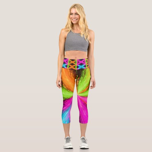 Leggings Capri Explosion radiale néon (Recto)