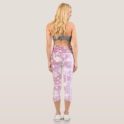 Leggings Capri Fâcheux blanc rose lavande florale | Capri Legging (Verso)