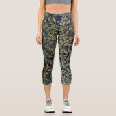 Leggings Capri Faisan d'arbre boisé William Morris (Recto)