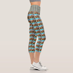 Leggings Capri Famille d'Eléphants Africains, Hauteur de Capri ha