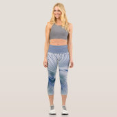 Leggings Capri Fantaisie dynamique Abstrait Tons bleus Art fracta (Recto)