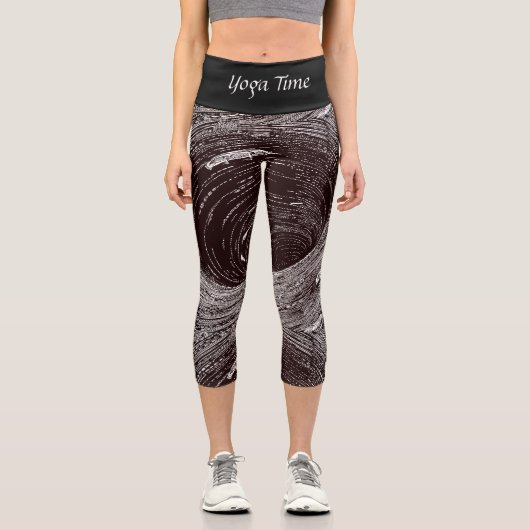 Leggings Capri Fascinating Retro Black & White Vortex  (Recto)
