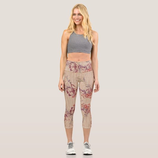 Leggings Capri Faux Bamboo Art original Yoga Mat (Recto)