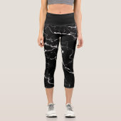 Leggings Capri Faux Black Marble Texture Look (Recto)