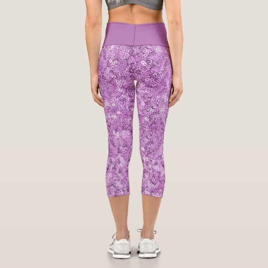 Leggings Capri Faux Sequin Pink Pattern  (Verso)