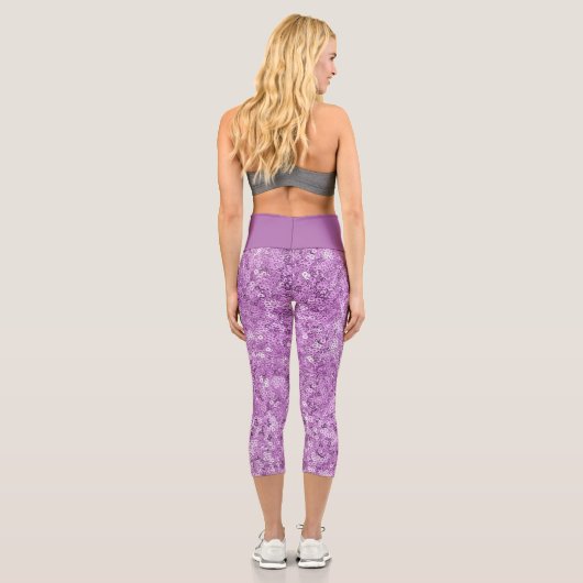 Leggings Capri Faux Sequin Pink Pattern  (Verso)