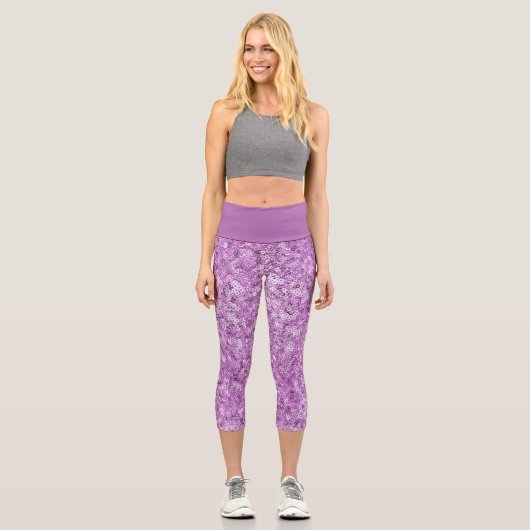 Leggings Capri Faux Sequin Pink Pattern  (Recto)