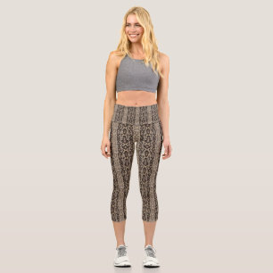 Leggings Capri Faux serpent beige marron edgy